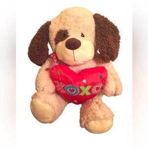 Large Plush Dog Holding a Heart